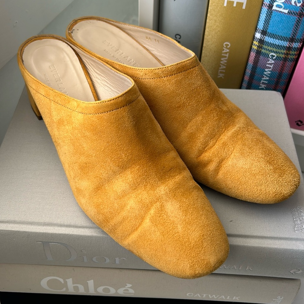 Everlane Suede Yellow Mules